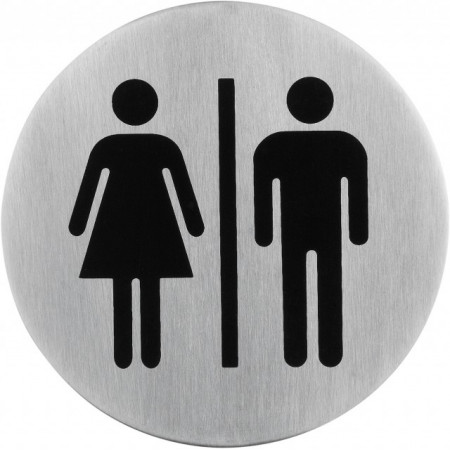 Poze Semn indicator toaleta mixta (din inox),  Ø 7.5 cm