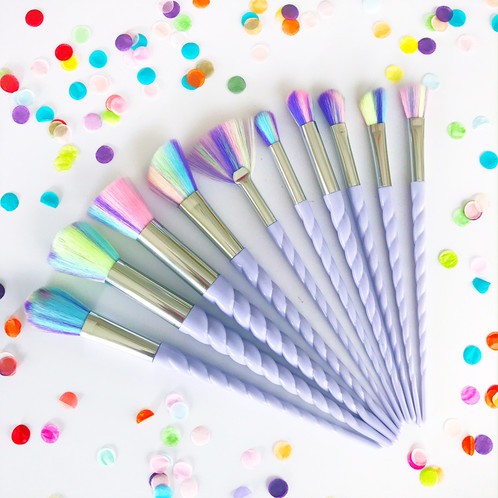 Set 10 Pensule Machiaj Rainbow Unicorn Brushes Limited Edition