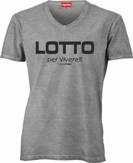 T-shirt con scollo a v, 100% cotone single jersey con stampa ORIGINAL FAKE immagini